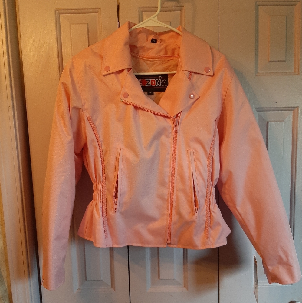 Womens Pink Zony Leather Coat